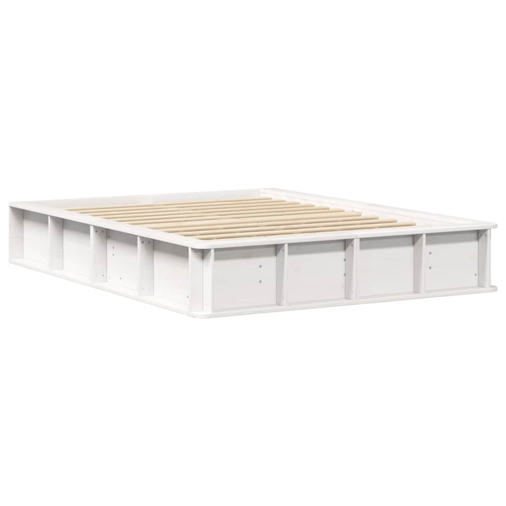 Bedframe met opslag Wit 135 x 190 cm Hout