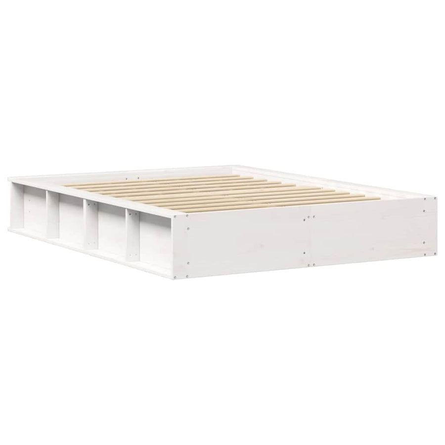Bedframe met opslag Wit 135 x 190 cm Hout