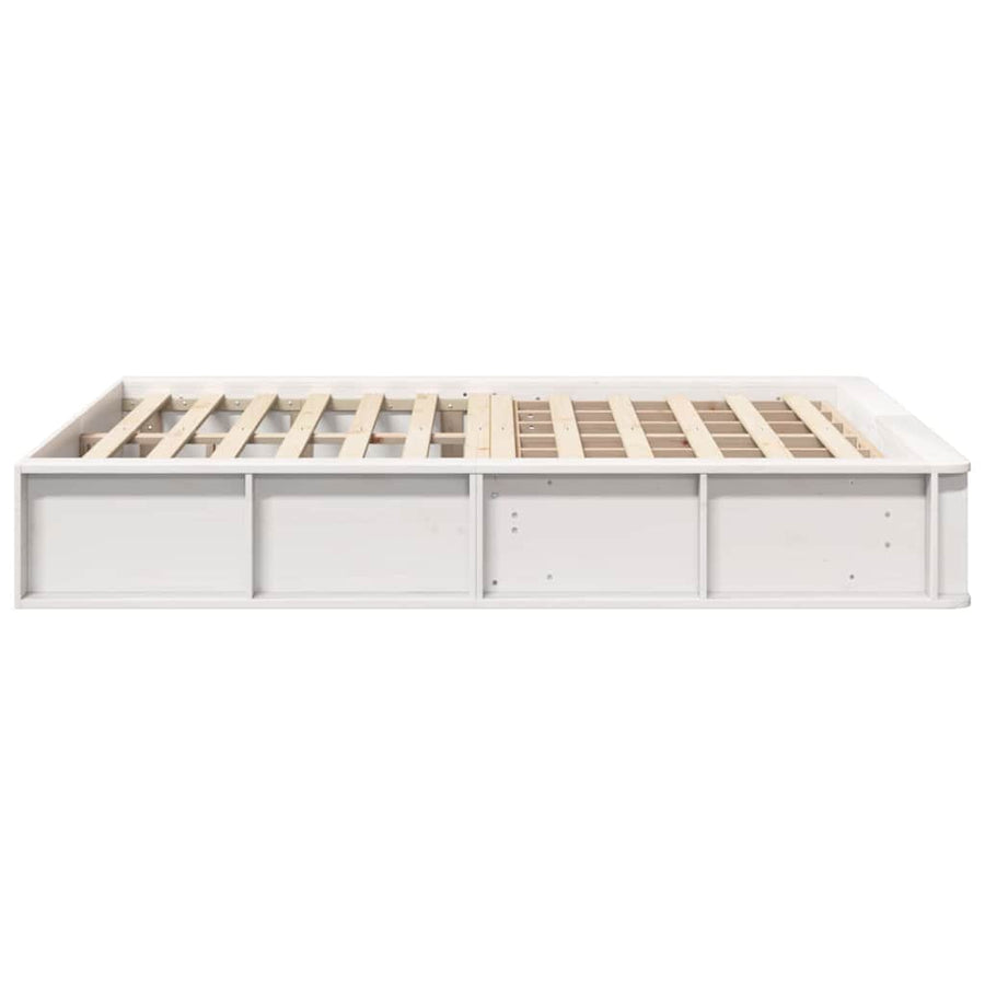 Bedframe met opslag Wit 135 x 190 cm Hout