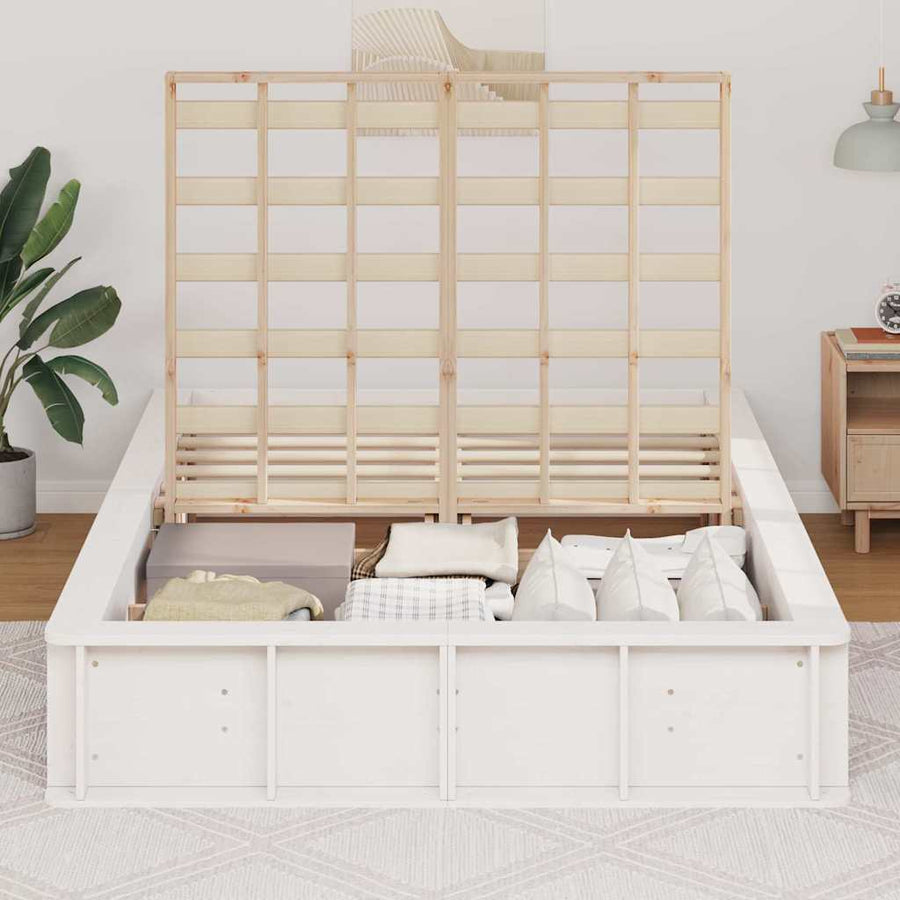 Bedframe met opslag Wit 120 x 190 cm Hout