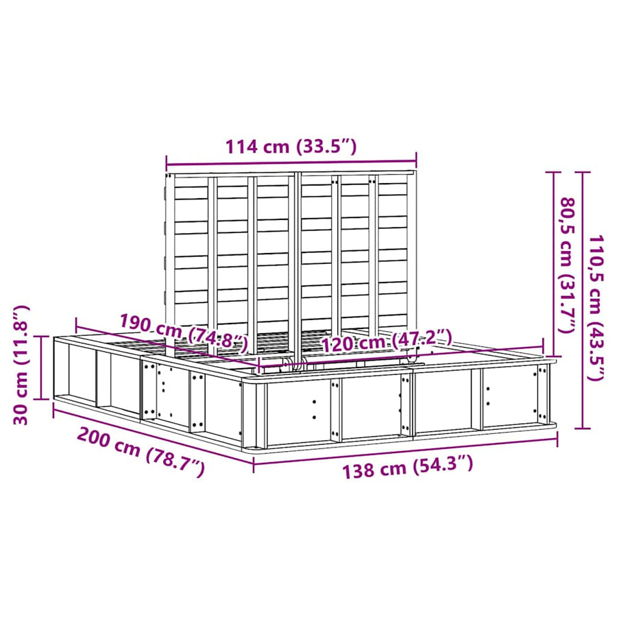 Bedframe met opslag Wit 120 x 190 cm Hout