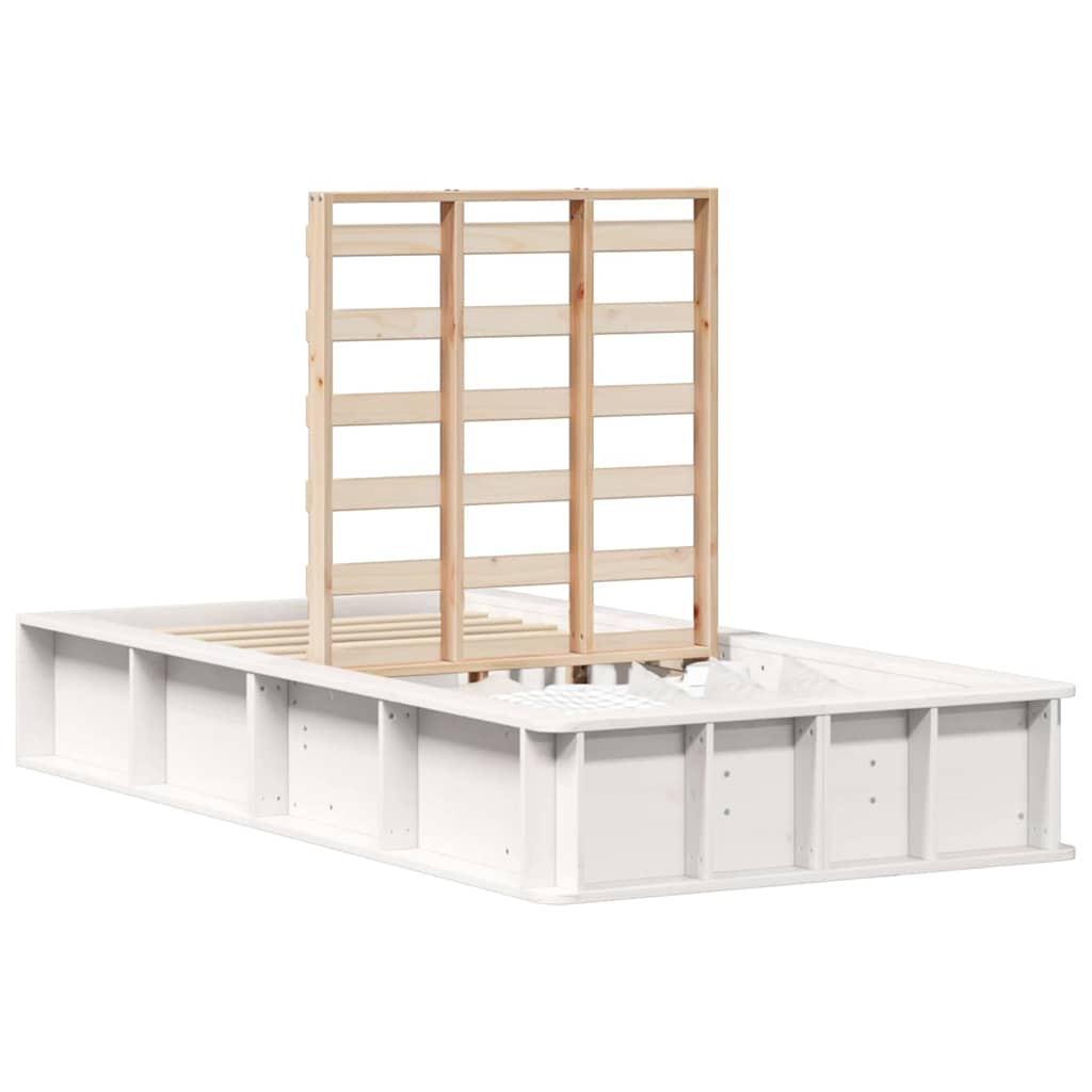Bedframe met opslag Wit 100 x 200 cm Massief hout