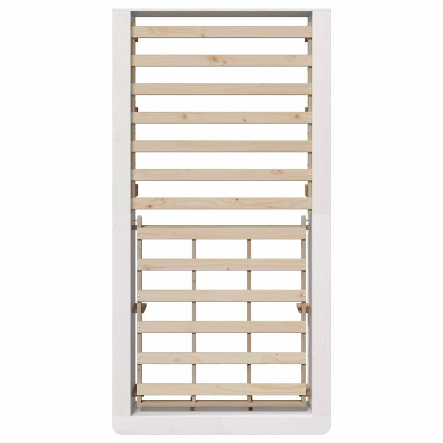 Bedframe met opslag Wit 100 x 200 cm Massief hout