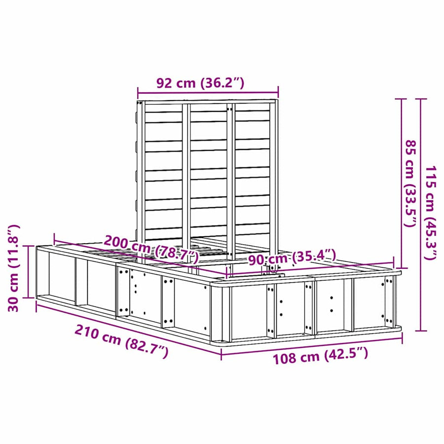Bedframe met opslag Wasbruin 100 x 200 cm Hout