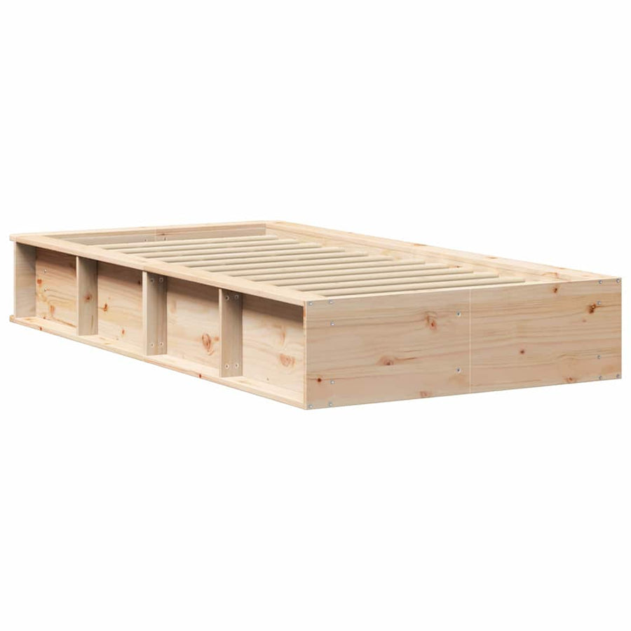Bedframe met opslag Bruin 90 x 200 cm Massief grenenhout