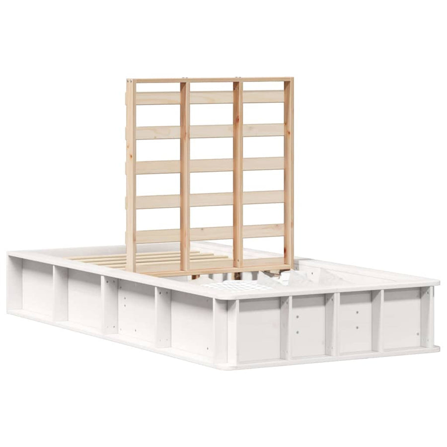 Bedframe met opslag Wit 90 x 200 cm Composiet hout