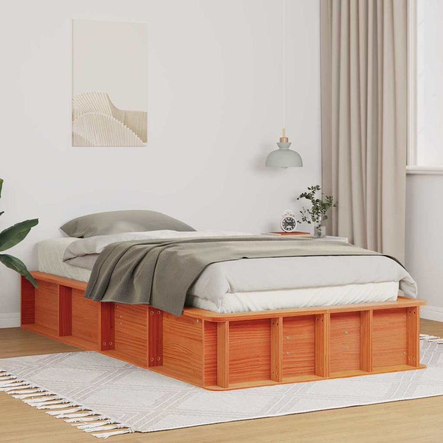 Bedframe met opslag Wasbruin 90 x 200 cm Hout