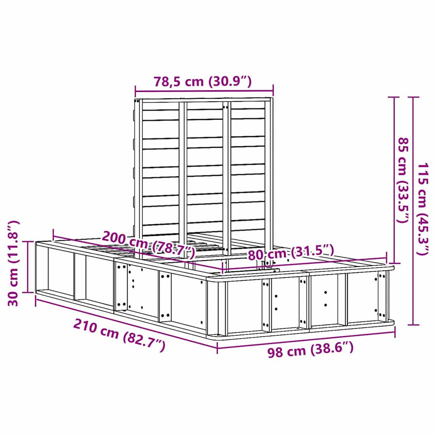Bedframe met opslag Bruin 80 x 200 cm Massief grenenhout