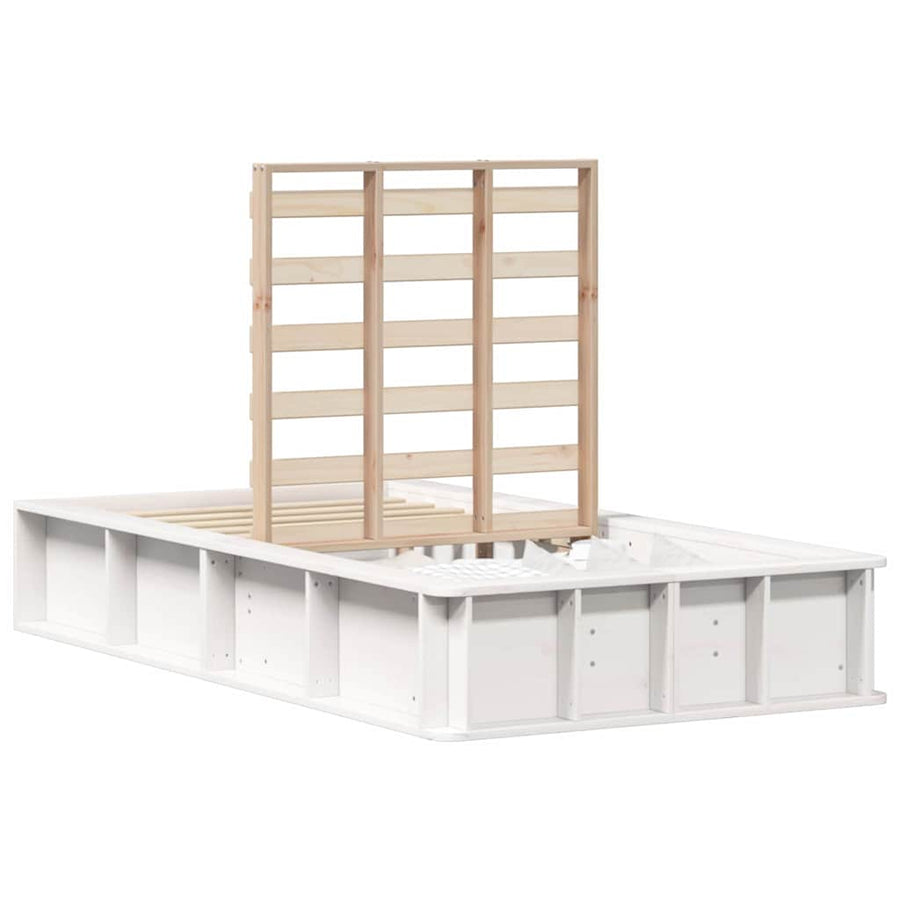 Bedframe met opslag Wit 90 x 190 cm Hout