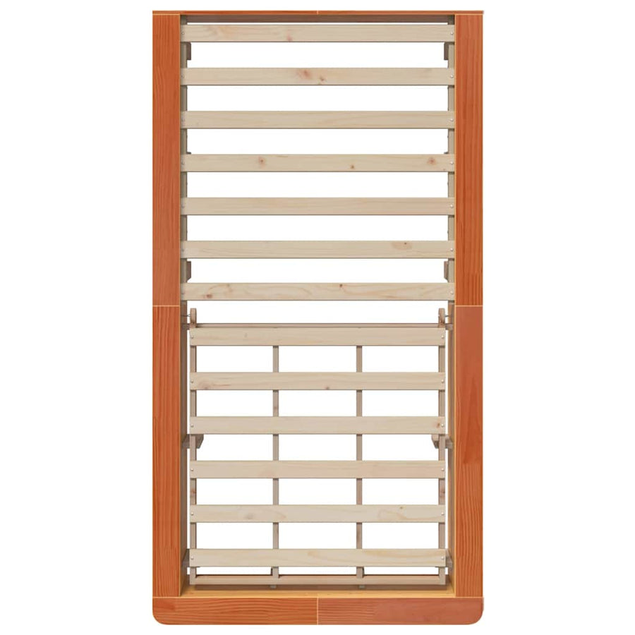 Bedframe met opslag Wasbruin 90 x 190 cm Massief hout
