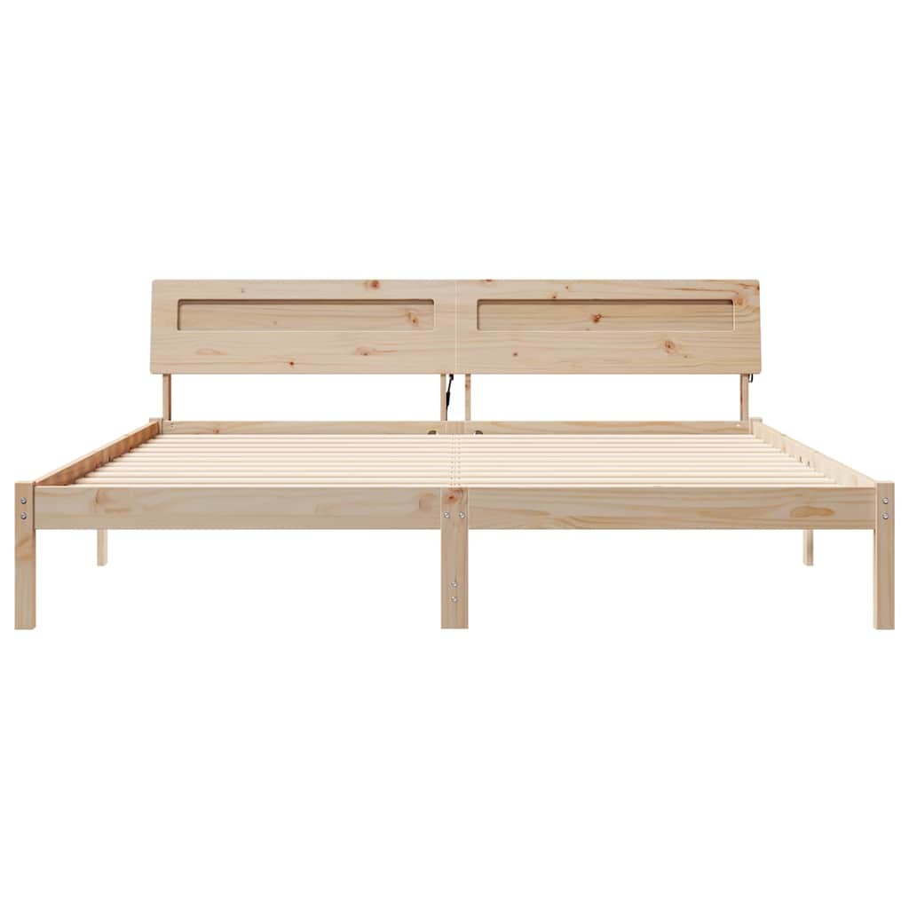 Bedframe met LED -striplichten met hoofdeinde Bruin 200 x 200 cm