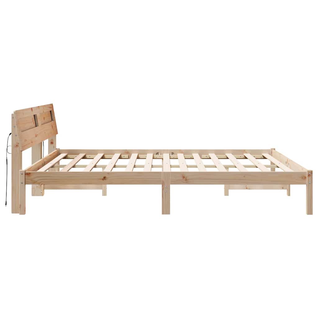 Bedframe met LED -striplichten met hoofdeinde Bruin 200 x 200 cm