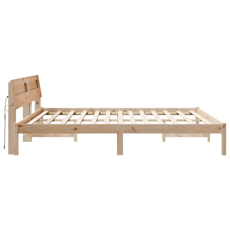 Bedframe met LED -striplichten met hoofdeinde Bruin 200 x 200 cm