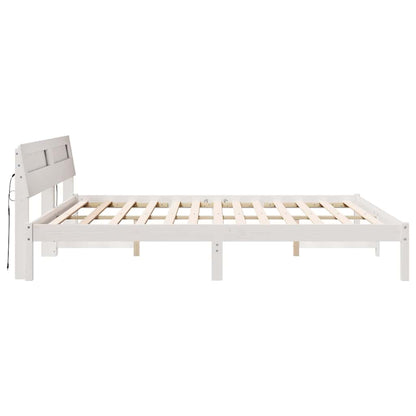 Bedframe met LED -striplichten met hoofdeinde Wit 200 x 200 cm Hout