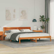 Bed Frame with Headboard Brown 200 x 200 cm Solid Pine Wood