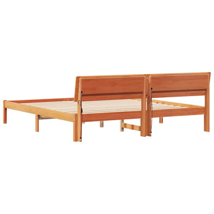 Bedframe met LED -striplichten met hoofdeinde Bruin 200 x 200 cm Massief hout