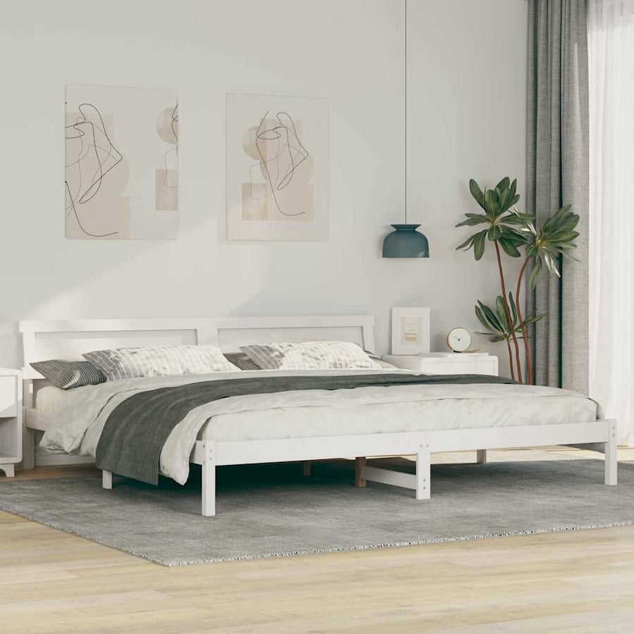 Bedframe Wit 200 cm x 200 cm Metaal en Hout