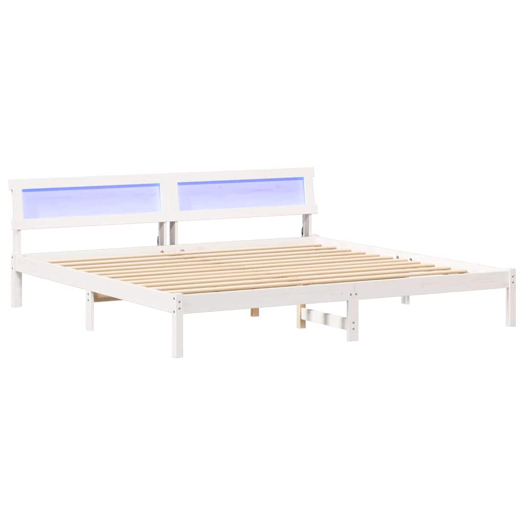 Bedframe Wit 200 cm x 200 cm Metaal en Hout