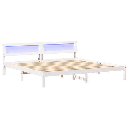 Bedframe Wit 200 cm x 200 cm Metaal en Hout