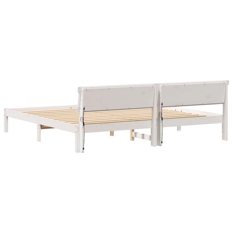 Bedframe Wit 200 cm x 200 cm Metaal en Hout