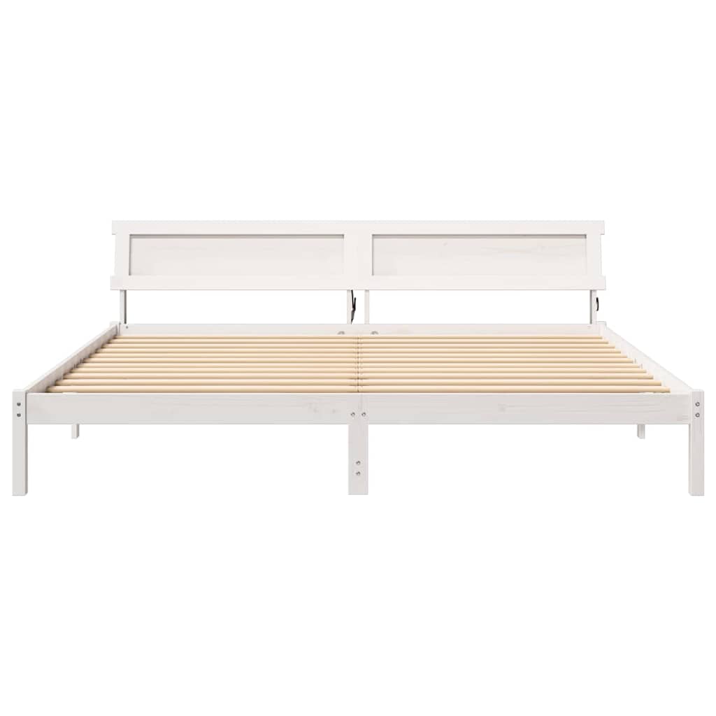 Bedframe Wit 200 cm x 200 cm Metaal en Hout