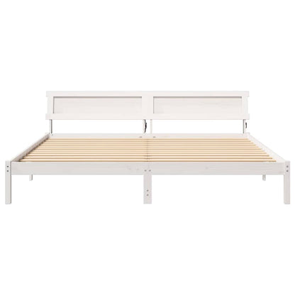 Bedframe Wit 200 cm x 200 cm Metaal en Hout