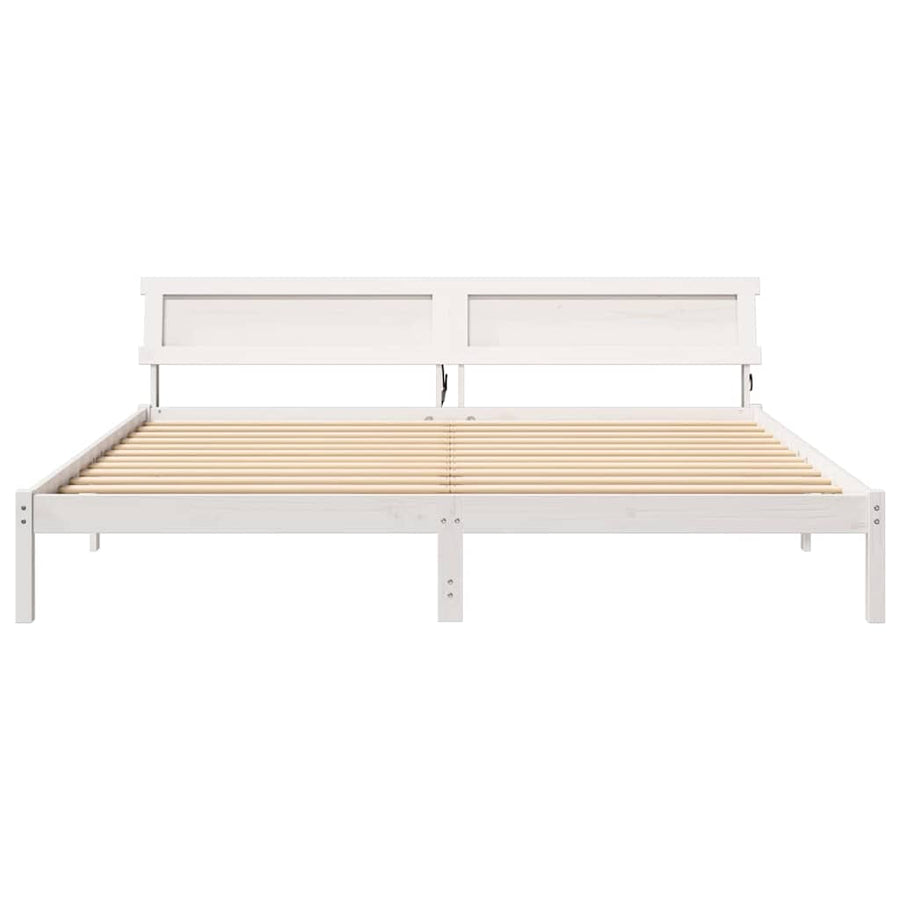 Bedframe Wit 200 cm x 200 cm Metaal en Hout