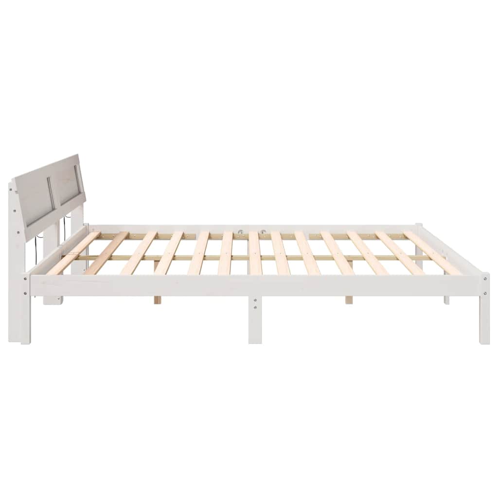 Bedframe Wit 200 cm x 200 cm Metaal en Hout