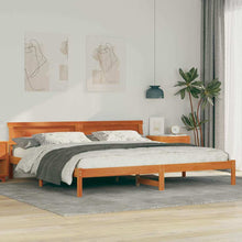 Bedframe met LED -striplichten met hoofdeinde Bruin 200 x 200 cm Hout
