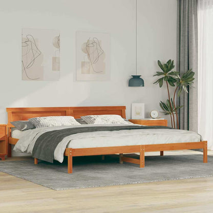 Bedframe met LED -striplichten met hoofdeinde Bruin 200 x 200 cm Hout
