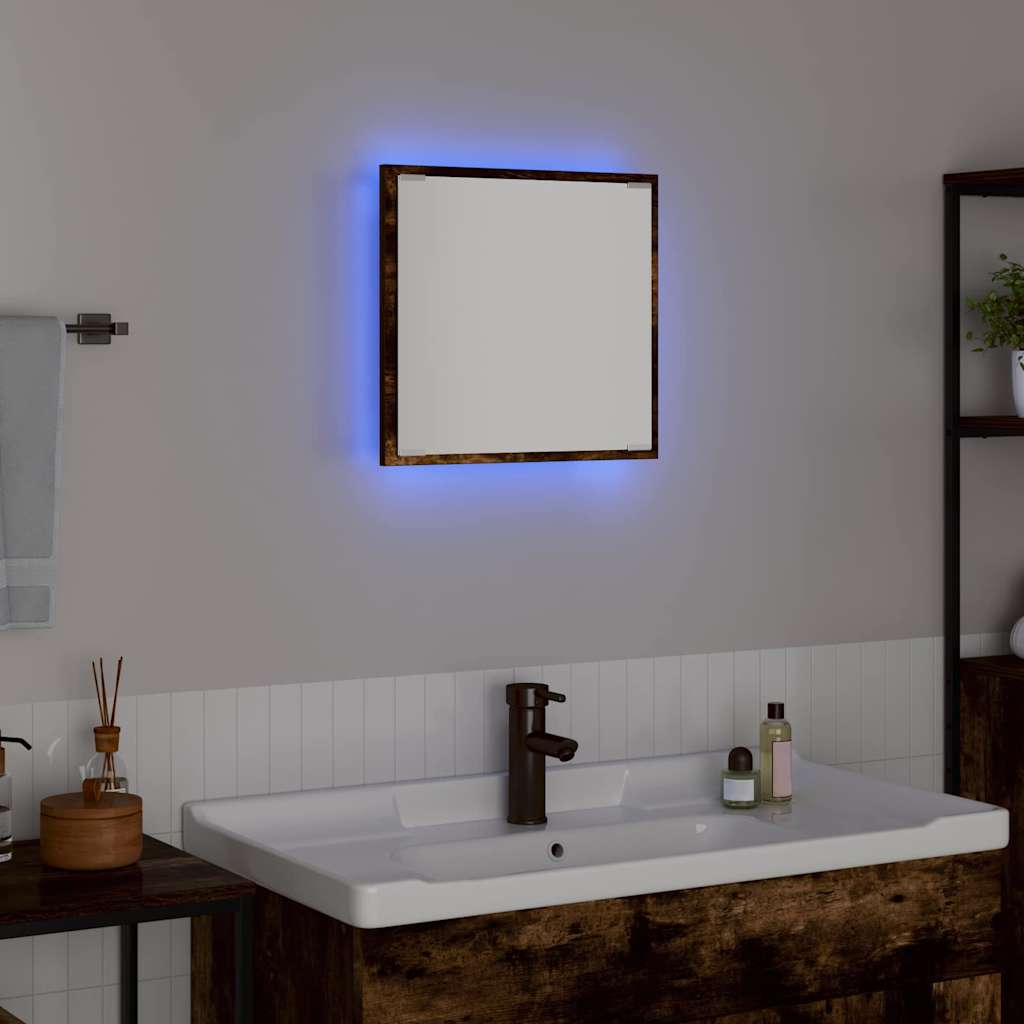 LED Badkamer Spiegel met spiegel Gerookt eiken 40 x 37 x 8.5 cm