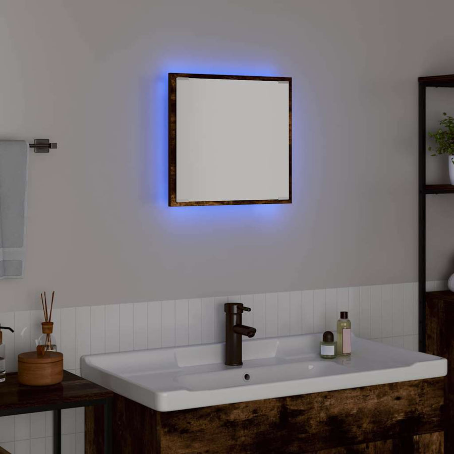 LED Badkamer Spiegel met spiegel Gerookt eiken 40 x 37 x 8.5 cm