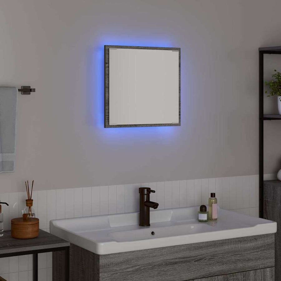 LED Badkamer Spiegel Grijs Sonoma 40 x 37 x 8.5 cm Bewerkt hout