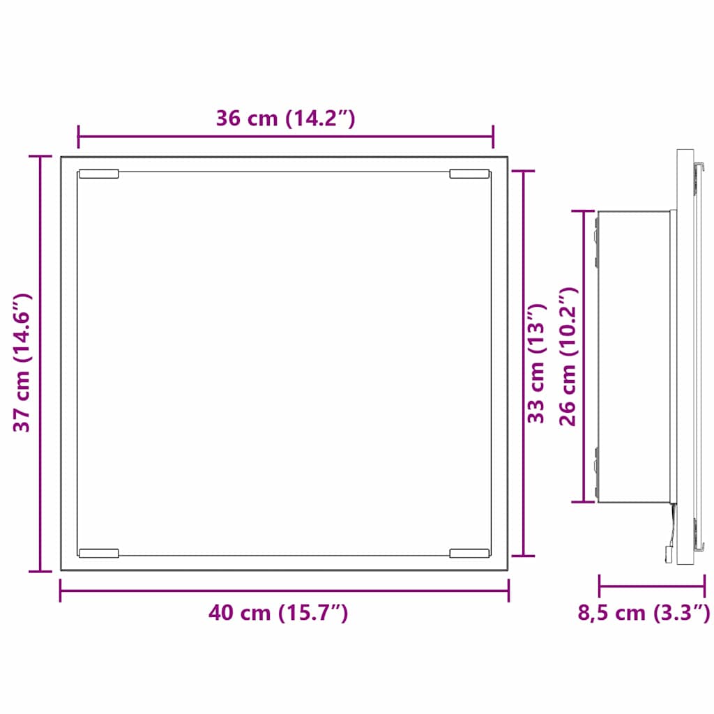 LED Badkamer Spiegel Grijs Sonoma 40 x 37 x 8.5 cm Bewerkt hout