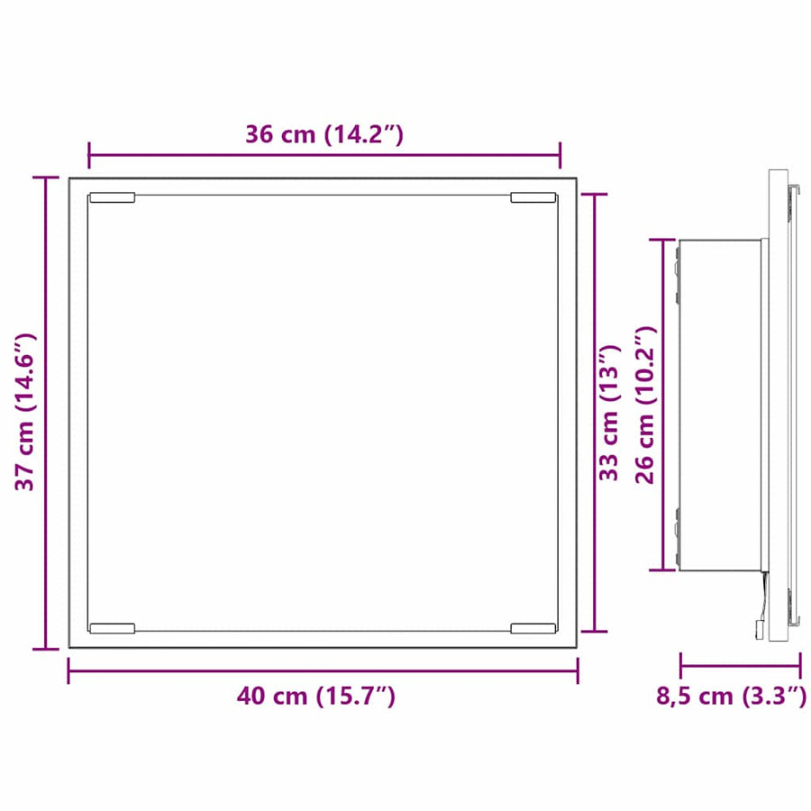 LED Badkamer Spiegel Grijs Sonoma 40 x 37 x 8.5 cm Bewerkt hout