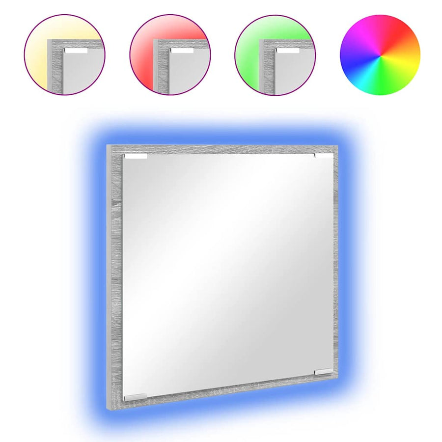LED Badkamer Spiegel Grijs Sonoma 40 x 37 x 8.5 cm Bewerkt hout