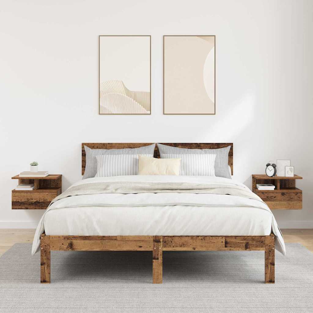 Vliegend Nachtkastje 2 pcs Oudhout 40 x 31 x 28 cm Bewerkt hout