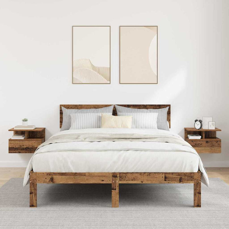 Vliegend Nachtkastje 2 pcs Oudhout 40 x 31 x 28 cm Bewerkt hout