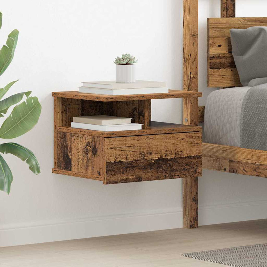 Vliegend Nachtkastje 2 pcs Oudhout 40 x 31 x 28 cm Bewerkt hout
