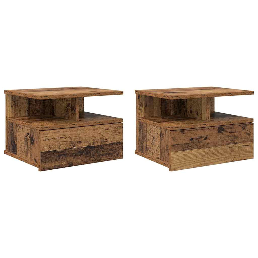 Vliegend Nachtkastje 2 pcs Oudhout 40 x 31 x 28 cm Bewerkt hout