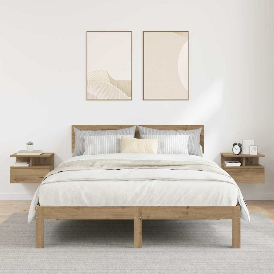 Vliegend Nachtkastje 2 pcs Artisan Eiken 40 x 31 x 27 cm