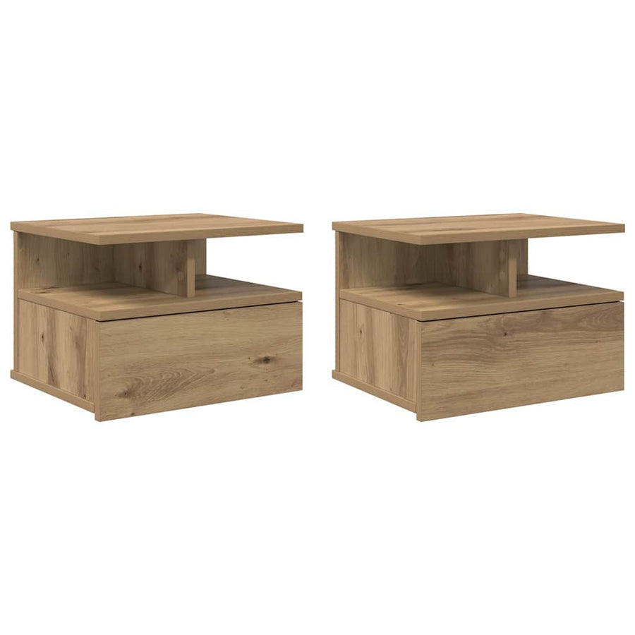 Vliegend Nachtkastje 2 pcs Artisan Eiken 40 x 31 x 27 cm