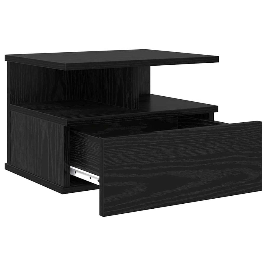 Vliegend Nachtkastje met lade 2 pcs Zwart Eiken 40 x 31 x 28 cm