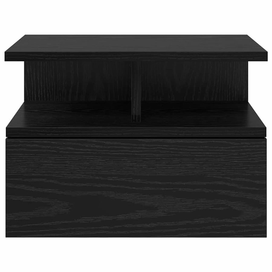 Vliegend Nachtkastje met lade 2 pcs Zwart Eiken 40 x 31 x 28 cm