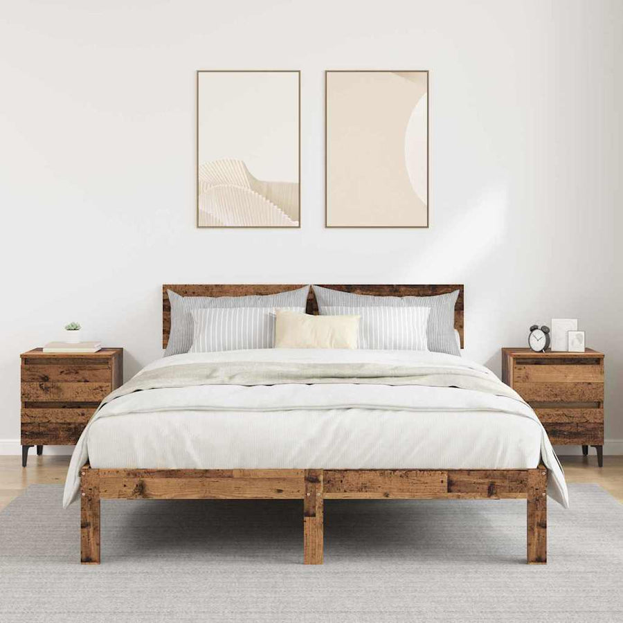 Nachtkastje 2 pcs Oud hout 40 x 35 x 50 cm Bewerkt hout