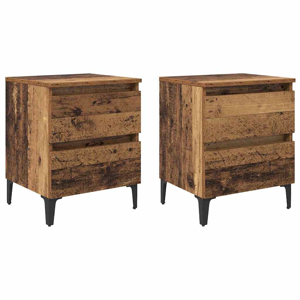 Nachtkastje 2 pcs Oud hout 40 x 35 x 50 cm Bewerkt hout