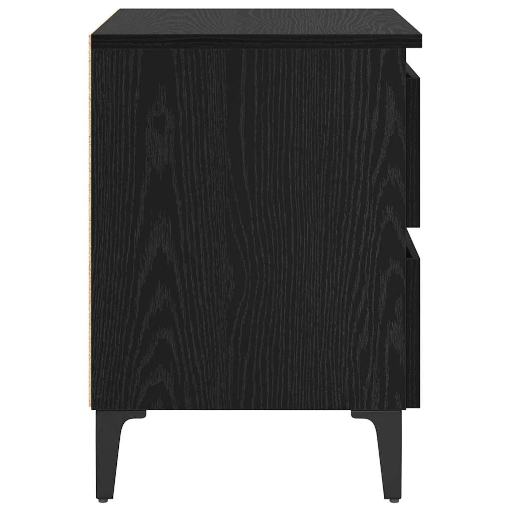 Nachtkastje Zwart eiken 40 x 35 x 50 cm Bewerkt hout