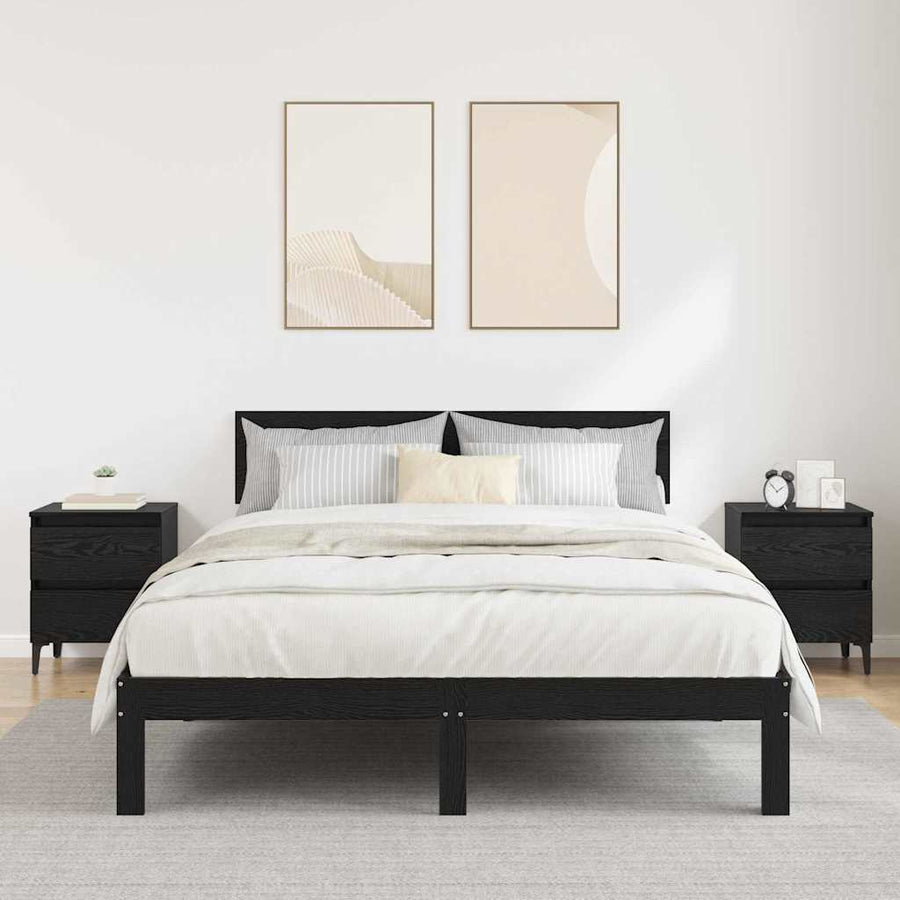 Nachtkastje 2 pcs Zwart eiken 40 x 35 x 50 cm Bewerkt hout