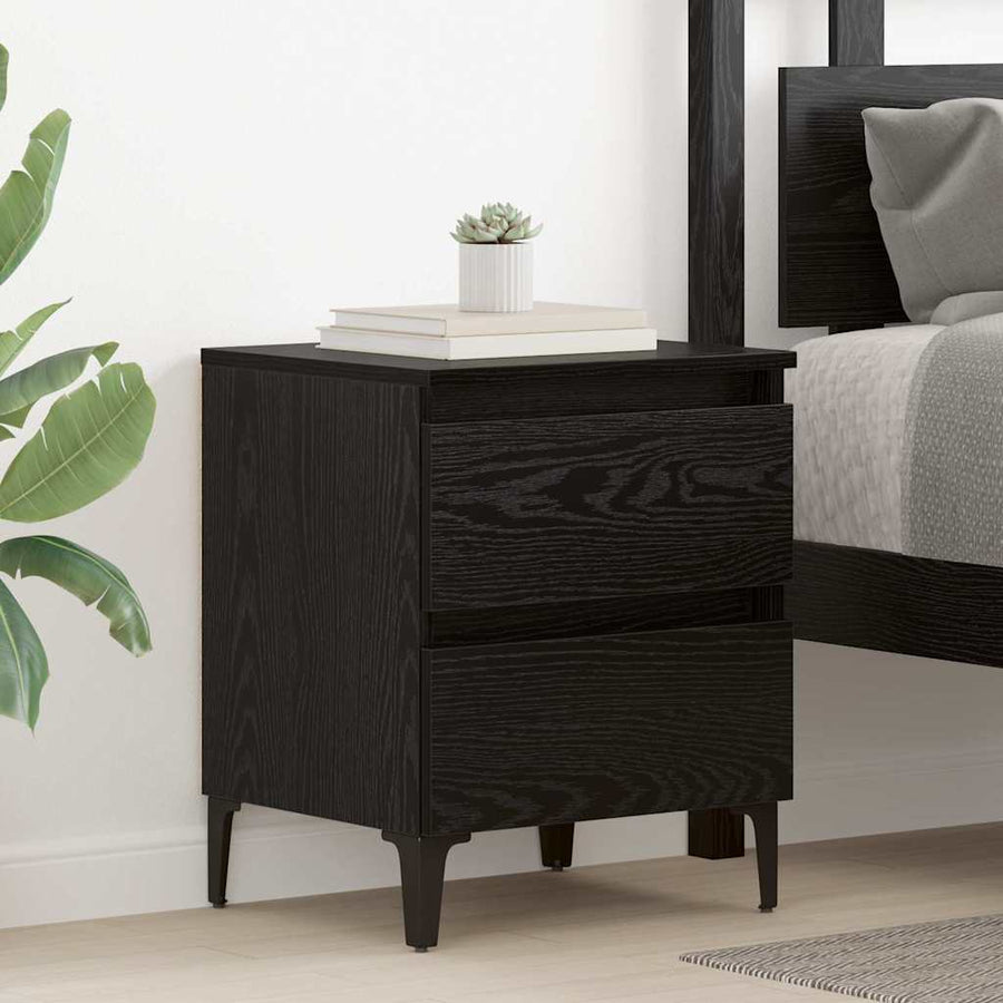 Nachtkastje 2 pcs Zwart eiken 40 x 35 x 50 cm Bewerkt hout