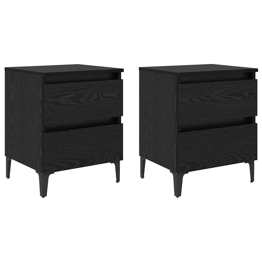 Nachtkastje 2 pcs Zwart eiken 40 x 35 x 50 cm Bewerkt hout